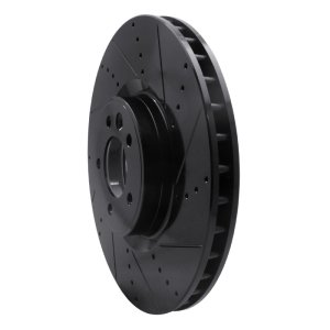 Land Rover Range Rover Sport Brake Rotor (1) - Front Right - R1 Concepts - Drilled & Slotted - Black - `10-`17